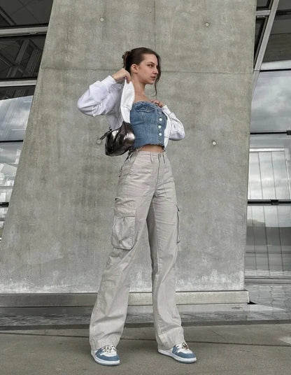 ELENA CARGO PANTS- ADJUSTABLE STRAIGHT FIT CARGO PANTS - MYSTERYBOXS