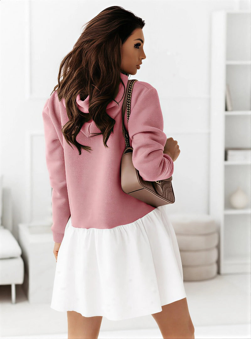 Stylish hoodie patchwork dress