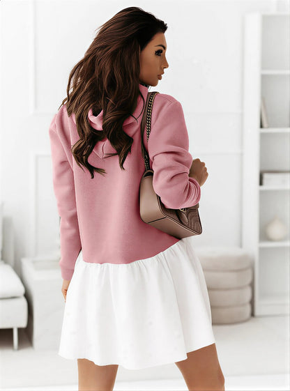 Stylish hoodie patchwork dress