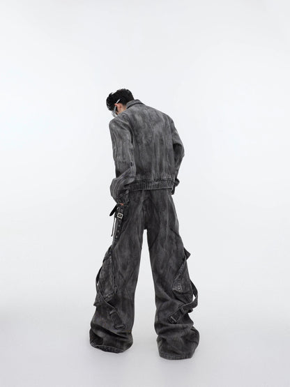 【25s Mar.】Vintage Denim Jacket  Baggy Cargo Pants - MYSTERYBOXS