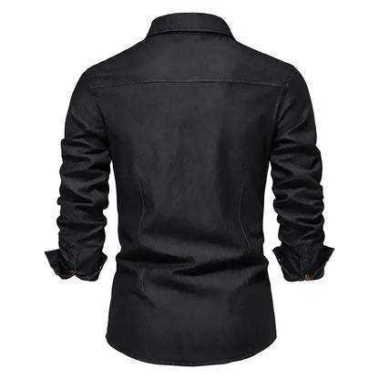 AdaptiveFit Cotton Denim Shirt: Men's Fit - MYSTERYBOXS