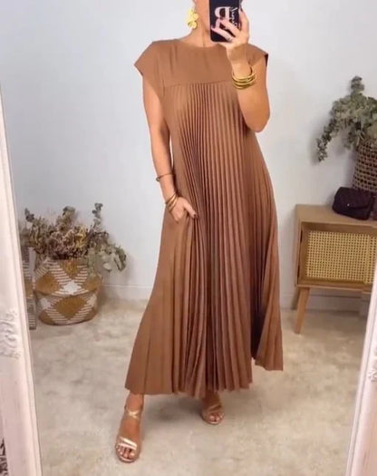 💕Women's pleated dress in solid color👗 - MYSTERYBOXS
