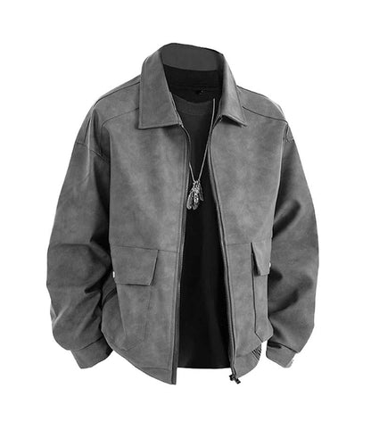 [Branded stock clearance] Autumn and winter cotton retro leather flight jacket for men - MYSTERYBOXS
