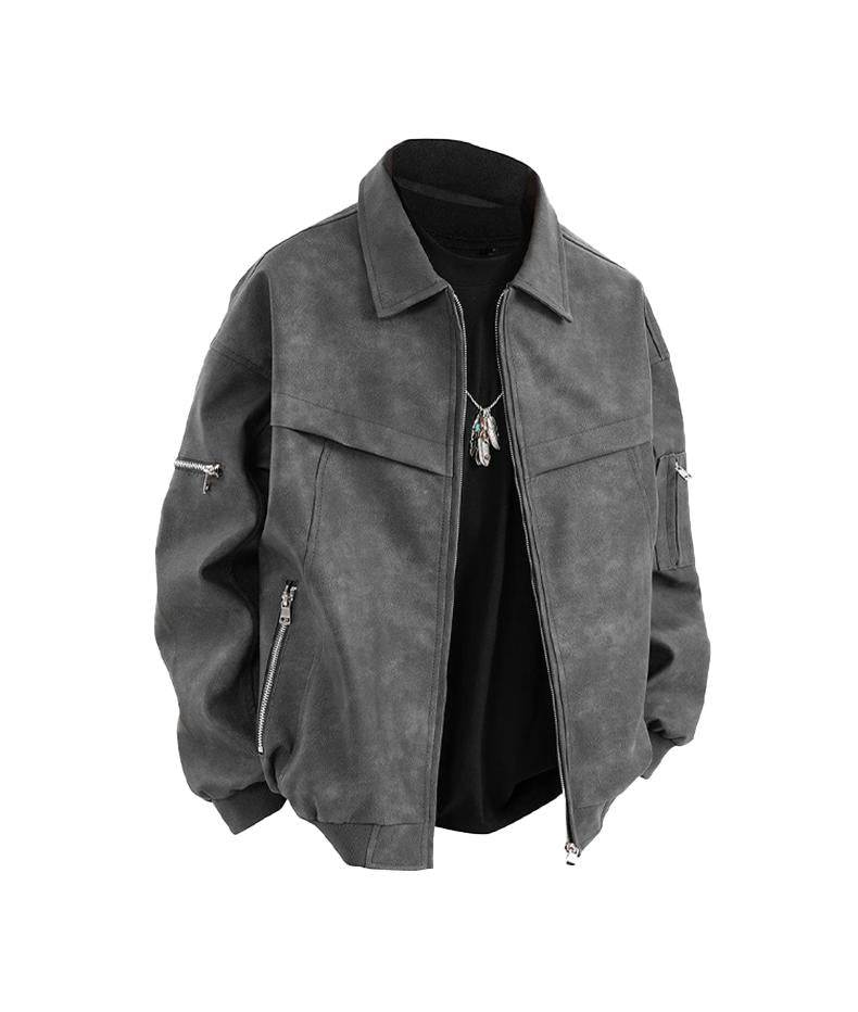 [Branded stock clearance] Autumn and winter cotton retro leather flight jacket for men