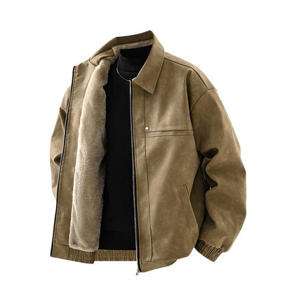 [Branded stock clearance] Autumn and winter cotton retro leather flight jacket for men - MYSTERYBOXS