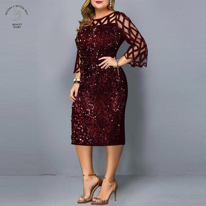 Plus Size Pang-party Dress - MYSTERYBOXS