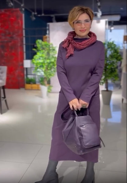Loose thickened turtleneck dress with pockets - MYSTERYBOXS