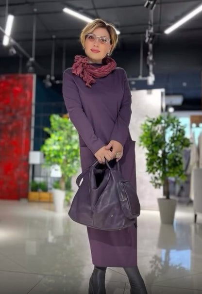 Loose thickened turtleneck dress with pockets - MYSTERYBOXS