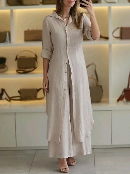 Women Casual Cotton and Linen Two-piece Set - MYSTERYBOXS