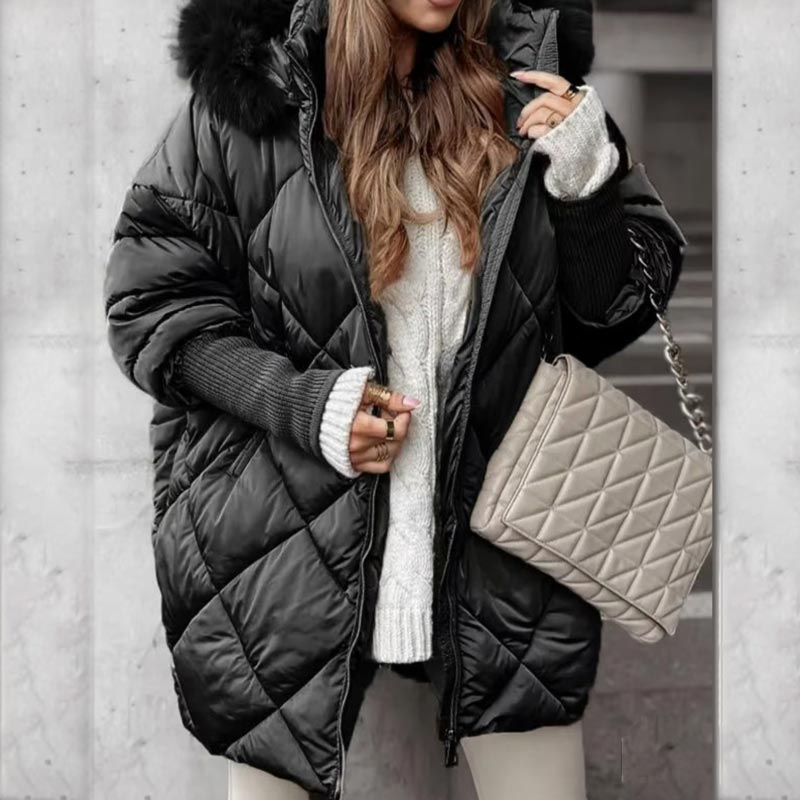 [Autumn-Winter Special] Women's Patchwork Knit Sleeve Mid-Length Parka - MYSTERYBOXS