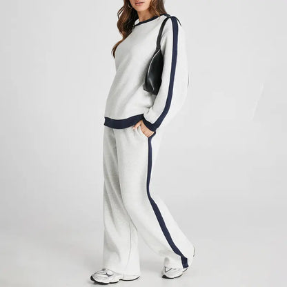 Structured Drop-Shoulder Color-Block Fleece Set