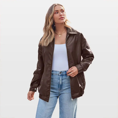Women’s Oversized Faux Suede Moto Jacket