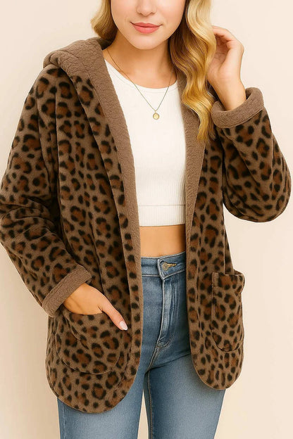 Leopard print hooded jacket