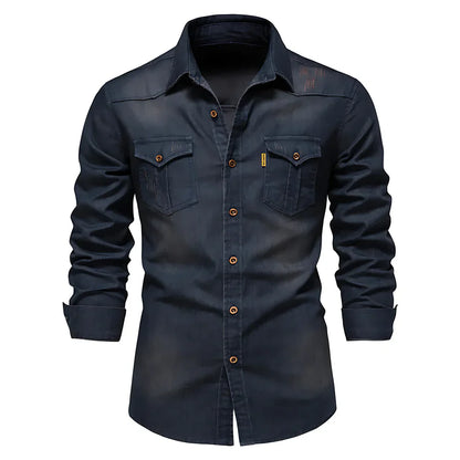 AdaptiveFit Cotton Denim Shirt: Men's Fit - MYSTERYBOXS