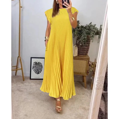 💕Women's pleated dress in solid color👗 - MYSTERYBOXS