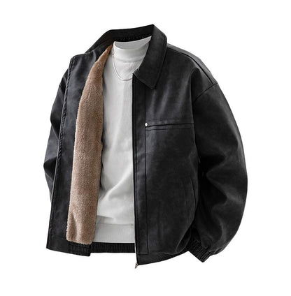 [Branded stock clearance] Autumn and winter cotton retro leather flight jacket for men - MYSTERYBOXS