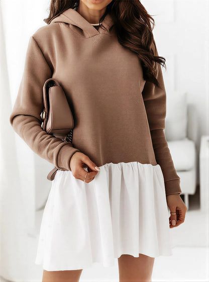 Stylish hoodie patchwork dress