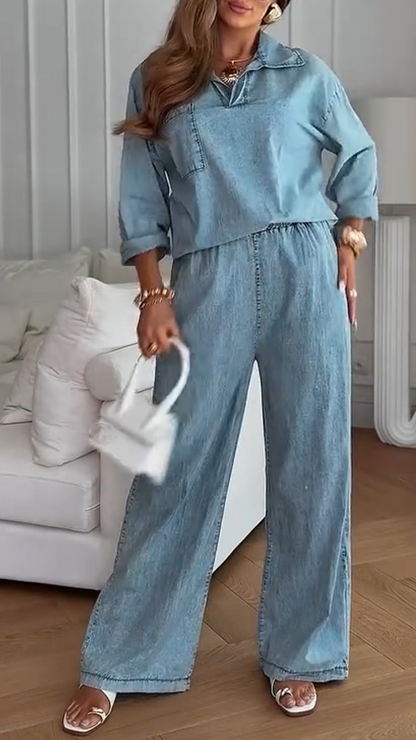 Women's Half-open Denim Casual Suit - MYSTERYBOXS