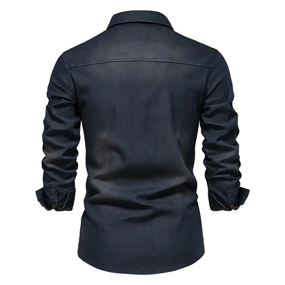 AdaptiveFit Cotton Denim Shirt: Men's Fit - MYSTERYBOXS