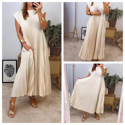 💕Women's pleated dress in solid color👗 - MYSTERYBOXS