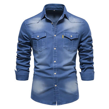 AdaptiveFit Cotton Denim Shirt: Men's Fit - MYSTERYBOXS