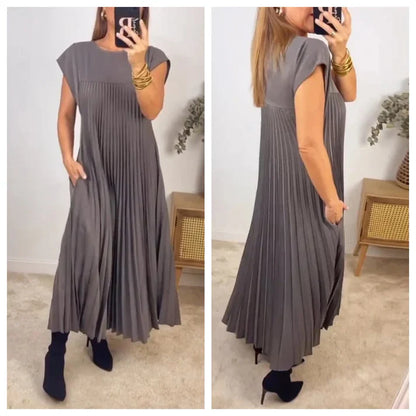 💕Women's pleated dress in solid color👗 - MYSTERYBOXS