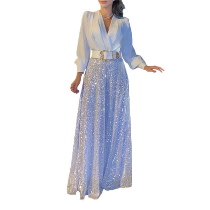 Sequined Long-Sleeve One-Piece trousers Set - MYSTERYBOXS
