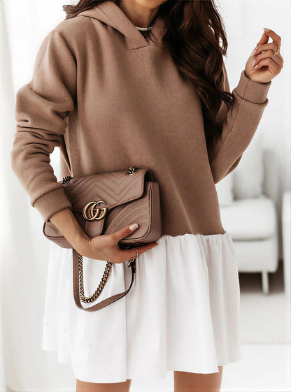 Stylish hoodie patchwork dress