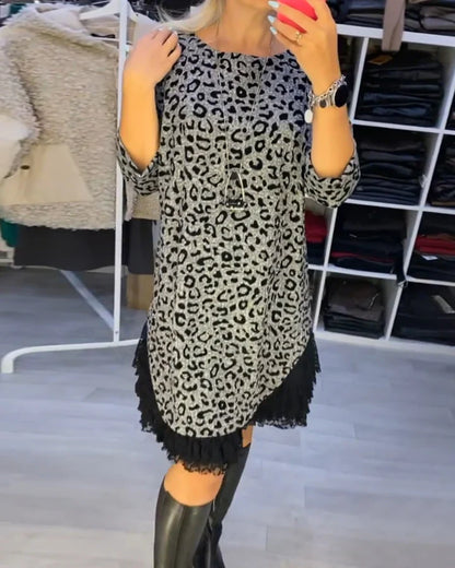 Slimming leopard print dress - MYSTERYBOXS