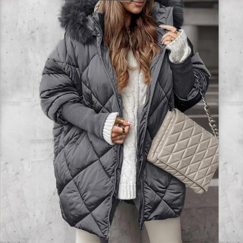 [Autumn-Winter Special] Women's Patchwork Knit Sleeve Mid-Length Parka - MYSTERYBOXS