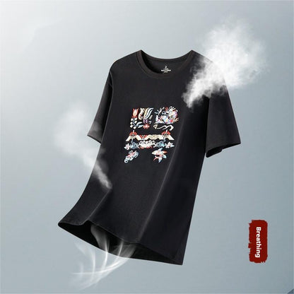 Hand-embroidered short-sleeved T-shirt - MYSTERYBOXS