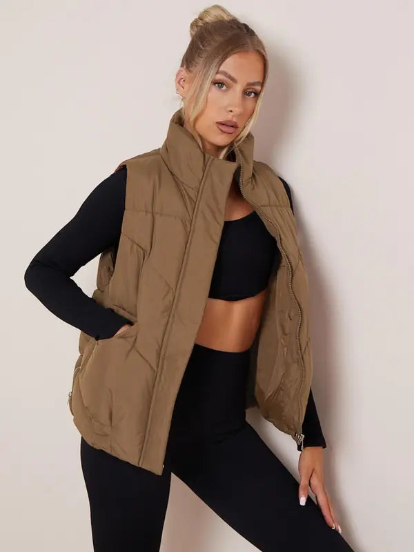 Women’s Fall Winter Thick Woven Vest Jacket