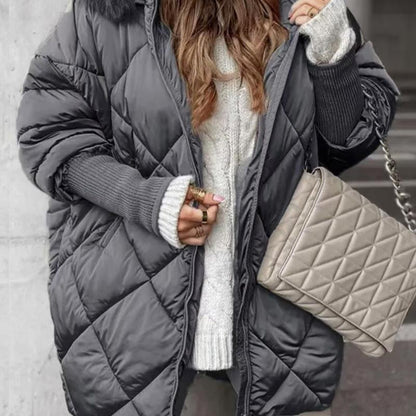 [Autumn-Winter Special] Women's Patchwork Knit Sleeve Mid-Length Parka - MYSTERYBOXS