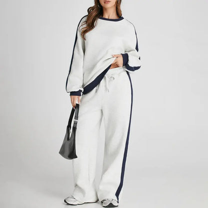 Structured Drop-Shoulder Color-Block Fleece Set