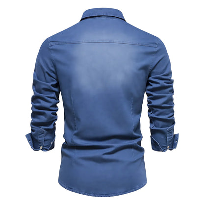 AdaptiveFit Cotton Denim Shirt: Men's Fit - MYSTERYBOXS