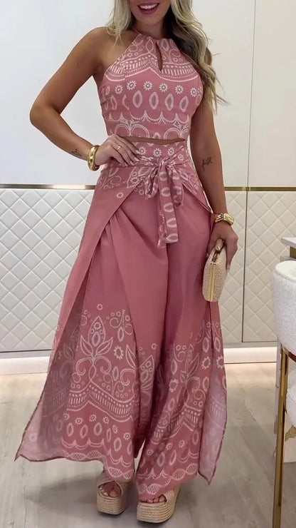 Women's Vintage Printed Holiday Casual Three-Piece Suits - MYSTERYBOXS
