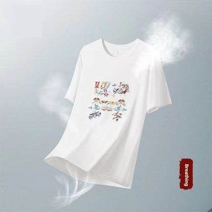 Hand-embroidered short-sleeved T-shirt - MYSTERYBOXS