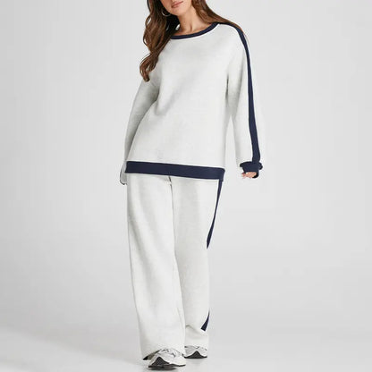 Structured Drop-Shoulder Color-Block Fleece Set