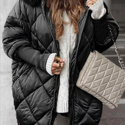 [Autumn-Winter Special] Women's Patchwork Knit Sleeve Mid-Length Parka - MYSTERYBOXS