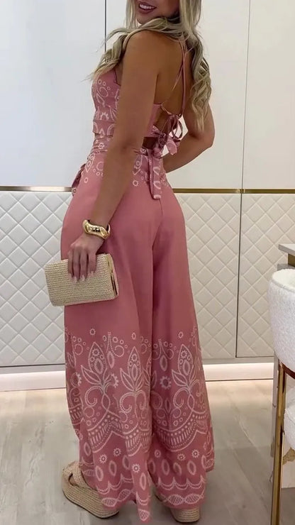 Women's Vintage Printed Holiday Casual Three-Piece Suits - MYSTERYBOXS