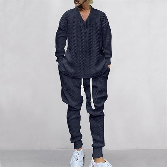 Men's V-Neck Jacquard Tracksuit
