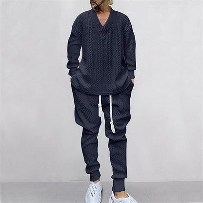 Men's V-Neck Jacquard Tracksuit