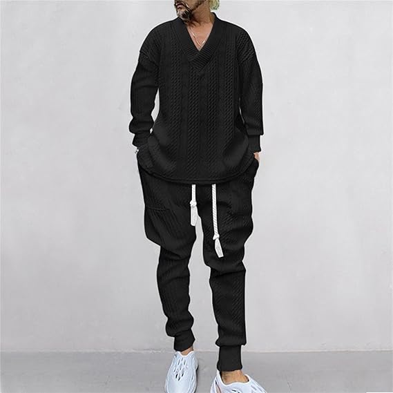 Men's V-Neck Jacquard Tracksuit