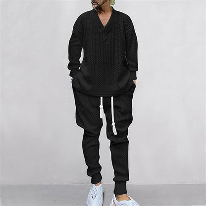 Men's V-Neck Jacquard Tracksuit