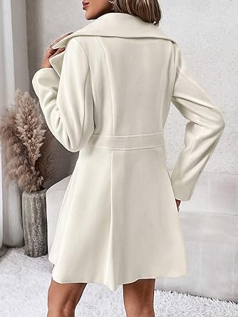 Women’s Elegant Double-Button Lapel Overcoat