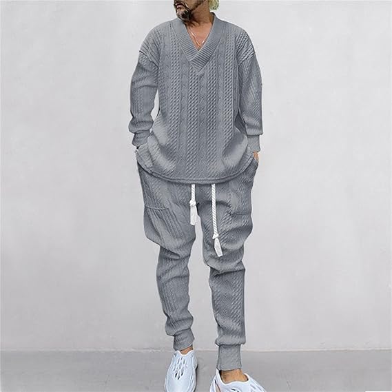 Men's V-Neck Jacquard Tracksuit