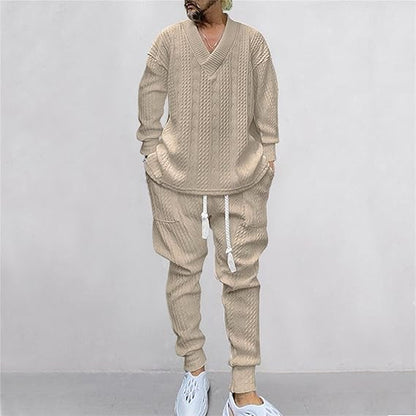 Men's V-Neck Jacquard Tracksuit