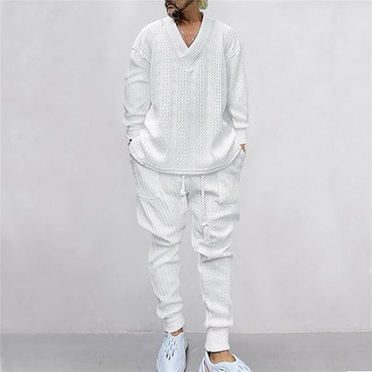 Men's V-Neck Jacquard Tracksuit