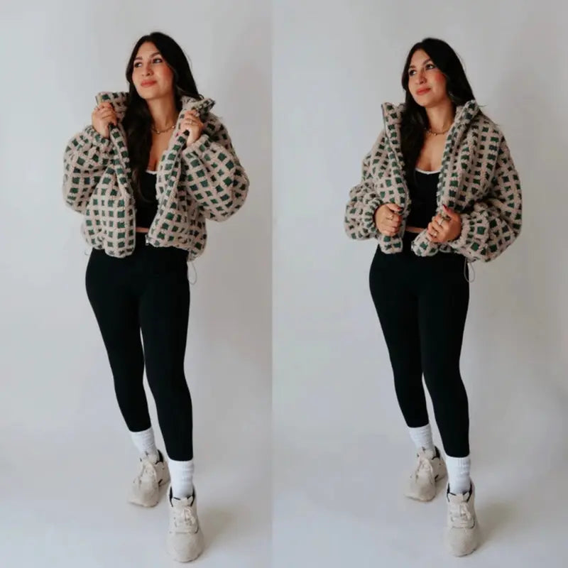 Women’s Plaid Fleece Sherpa Jacket