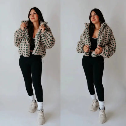 Women’s Plaid Fleece Sherpa Jacket